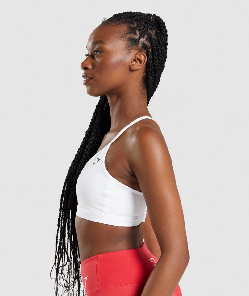 Women's Gymshark V Neck Sports Bra White | CA 0N6D7A